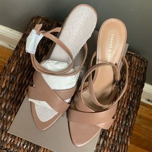 NWT Charles & Keith Nude Strappy Heels - Size 41